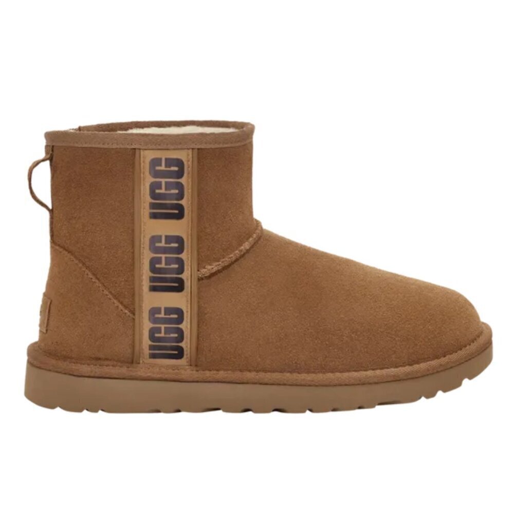 Ugg Womens Classic Mini Side Logo II Suede in Chestnut brown size 7 AUTHENTIC